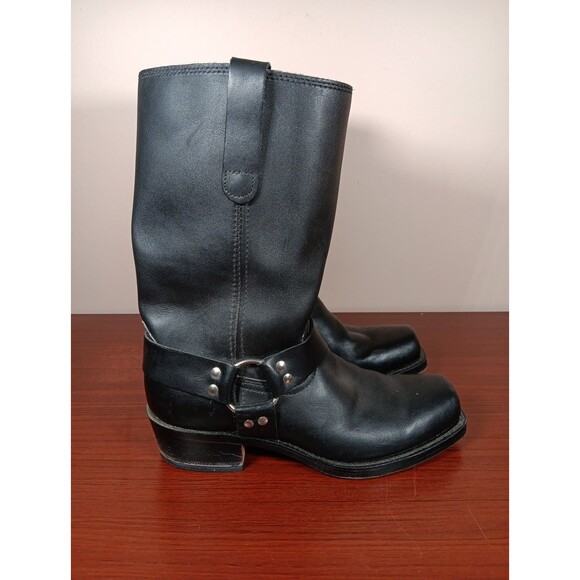 Vintage Diamond J Harness Moto Boots 9.5 D Black Leather  #43612 Made In USA main image 5